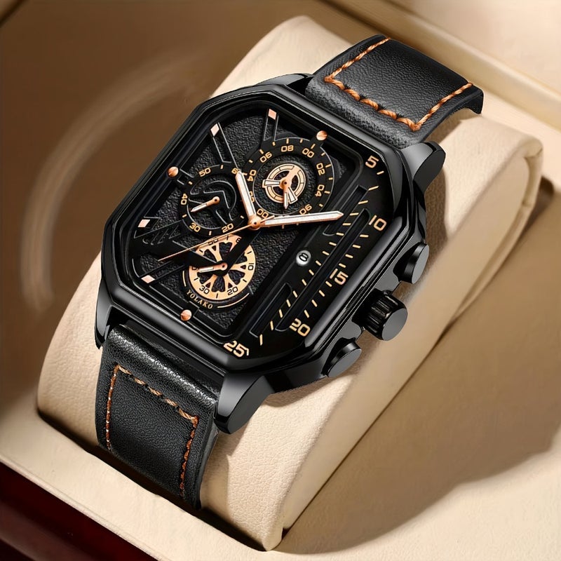 Selling, Men'S Watch Set, Casual Men'S Square Dial Quartz Watch Set - Image 2